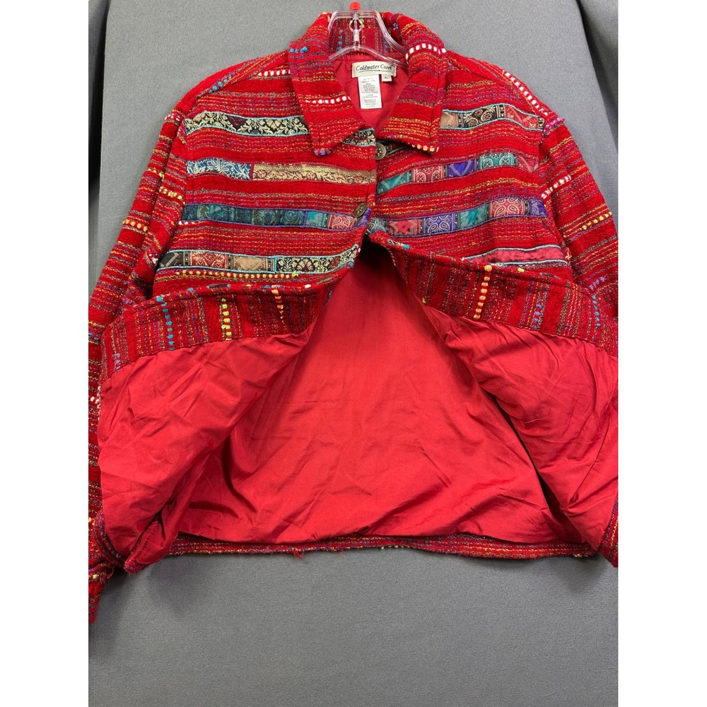 Coldwater Creek Red Patchwork Tapestry Jacket Wom… - image 5